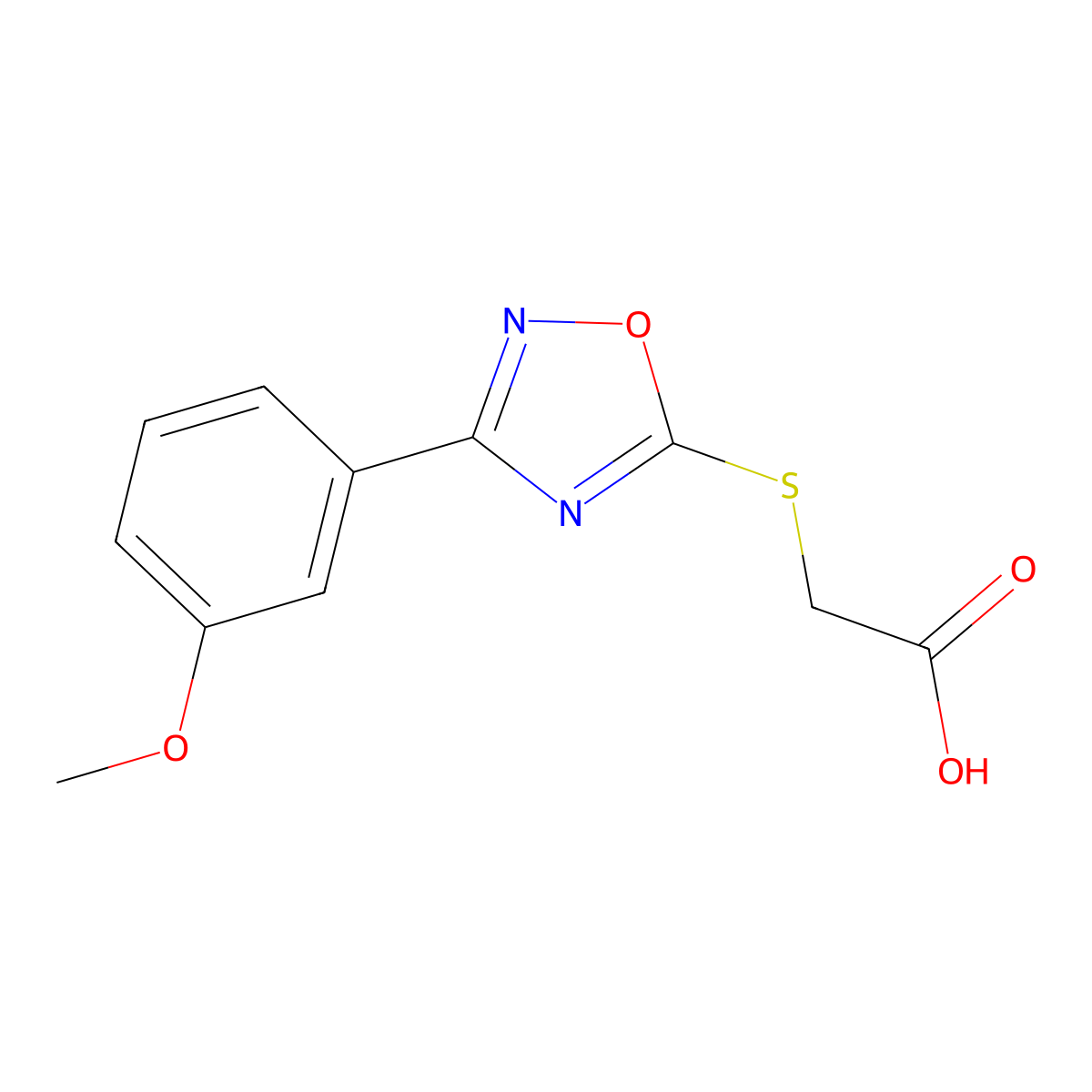 2-{[3-(3-Methoxyphenyl)-1,2,4-oxadiazol-5-yl]sulfanyl}acetic acid molecular structure, CAS 1284136-51-1