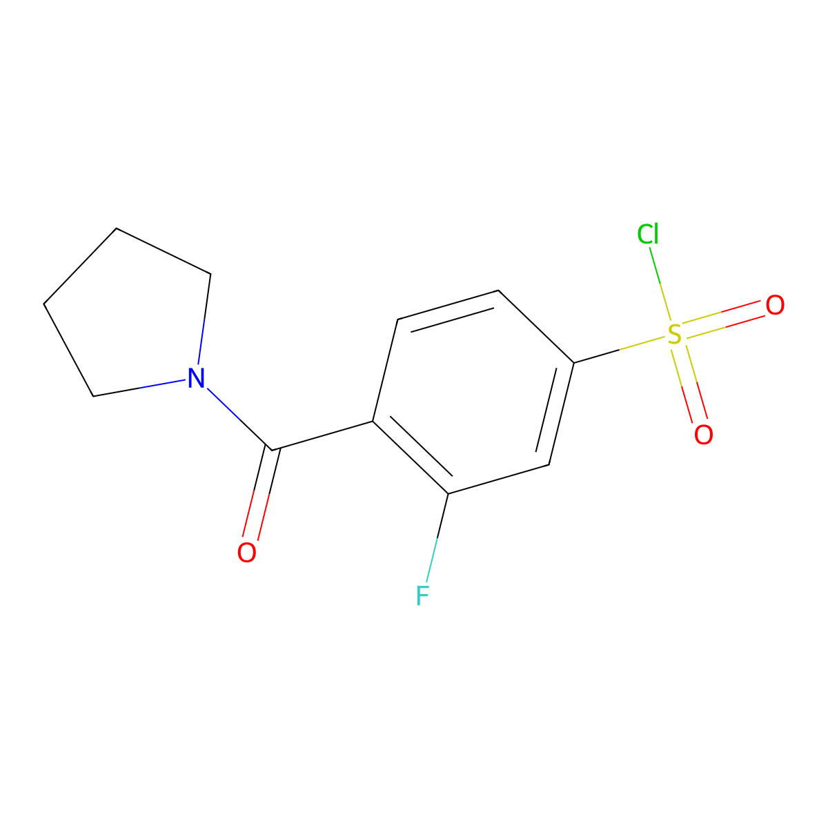 3-Fluoro-4-(pyrrolidine-1-carbonyl)benzene-1-sulfonyl chloride molecular structure, CAS 1284141-37-2