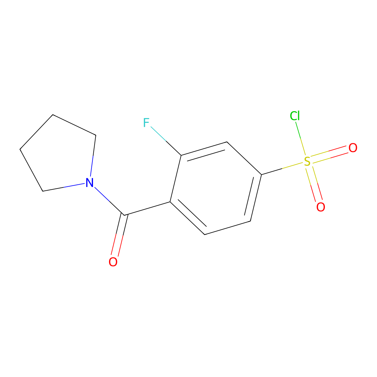 3-Fluoro-4-(pyrrolidine-1-carbonyl)benzene-1-sulfonyl chloride molecular structure, CAS 1284141-37-2