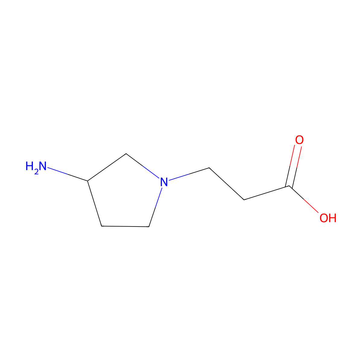 3-(3-Aminopyrrolidin-1-yl)propanoic acid molecular structure, CAS 1284155-60-7