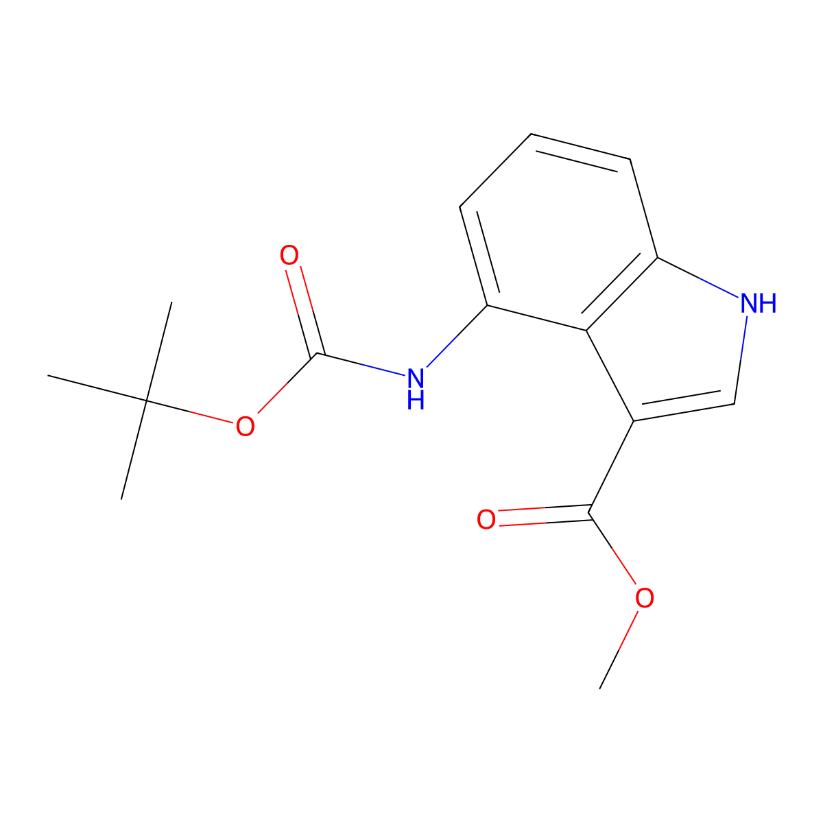 Methyl 4-(tert-butoxycarbonylamino)-1H-indole-3-carboxylate molecular structure, CAS 1284163-34-3