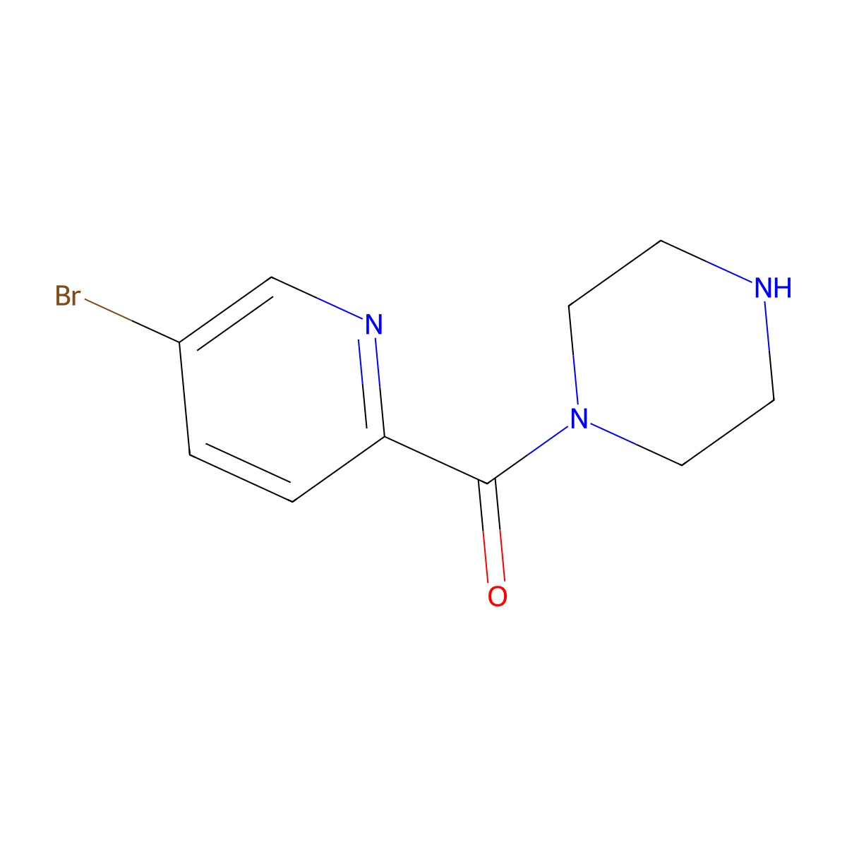 1-[(5-Bromopyridin-2-yl)carbonyl]piperazine molecular structure, CAS 1284188-09-5