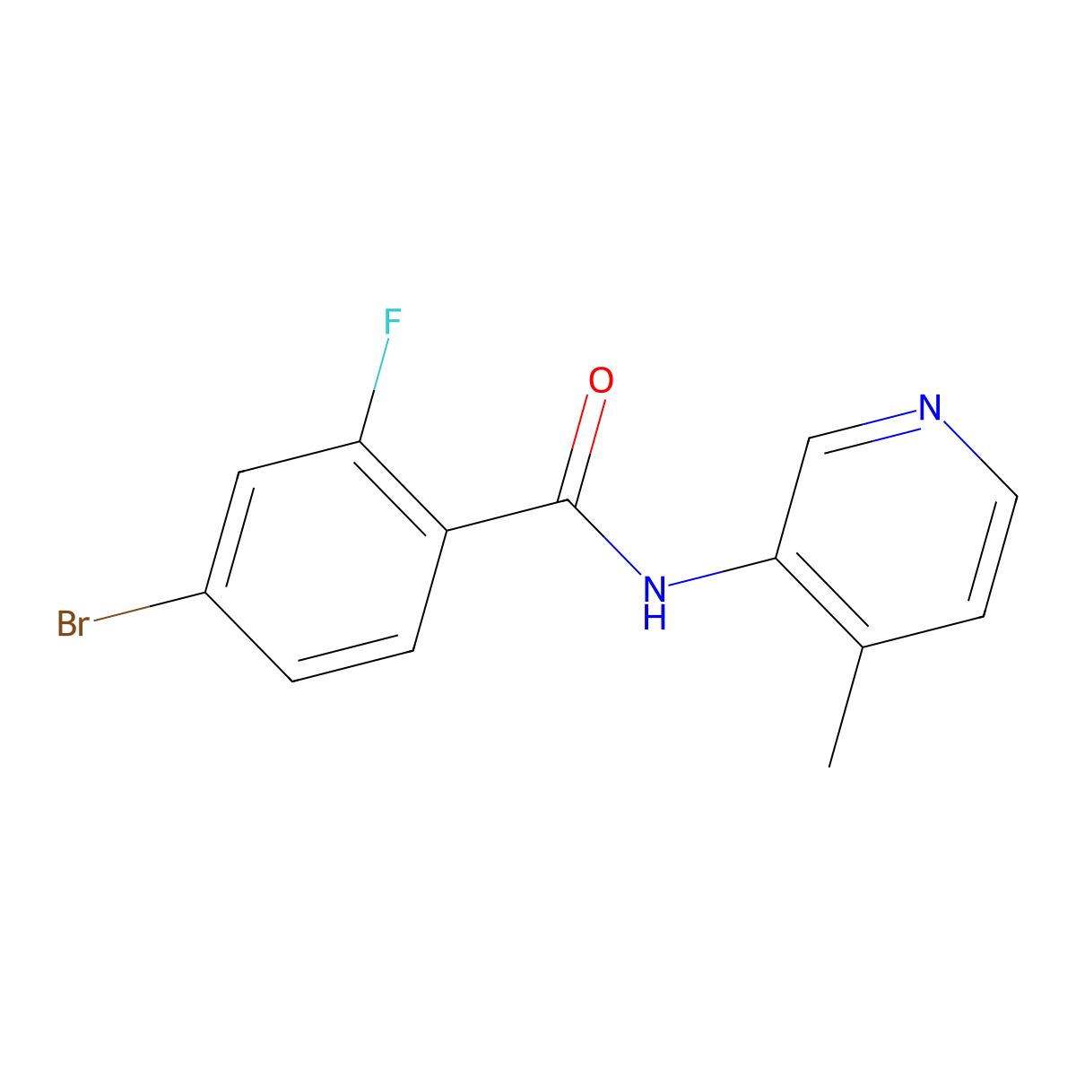 4-bromo-2-fluoro-N-(4-methylpyridin-3-yl)benzamide molecular structure, CAS 1284195-86-3