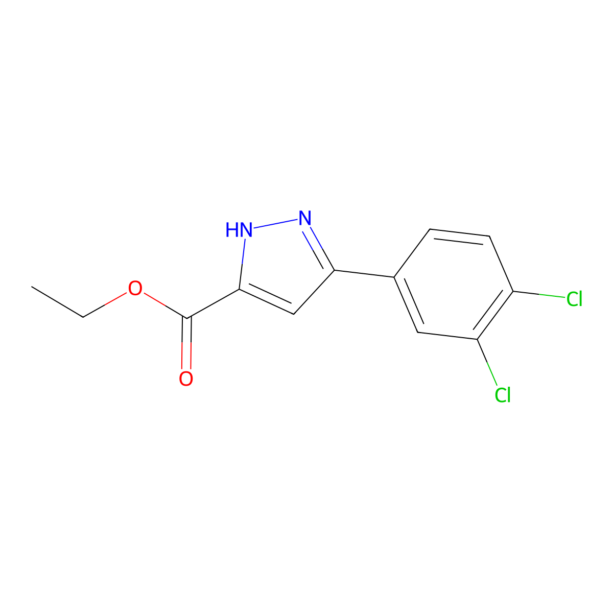 ethyl 3-(3,4-dichlorophenyl)-1H-pyrazole-5-carboxylate molecular structure, CAS 1284219-86-8