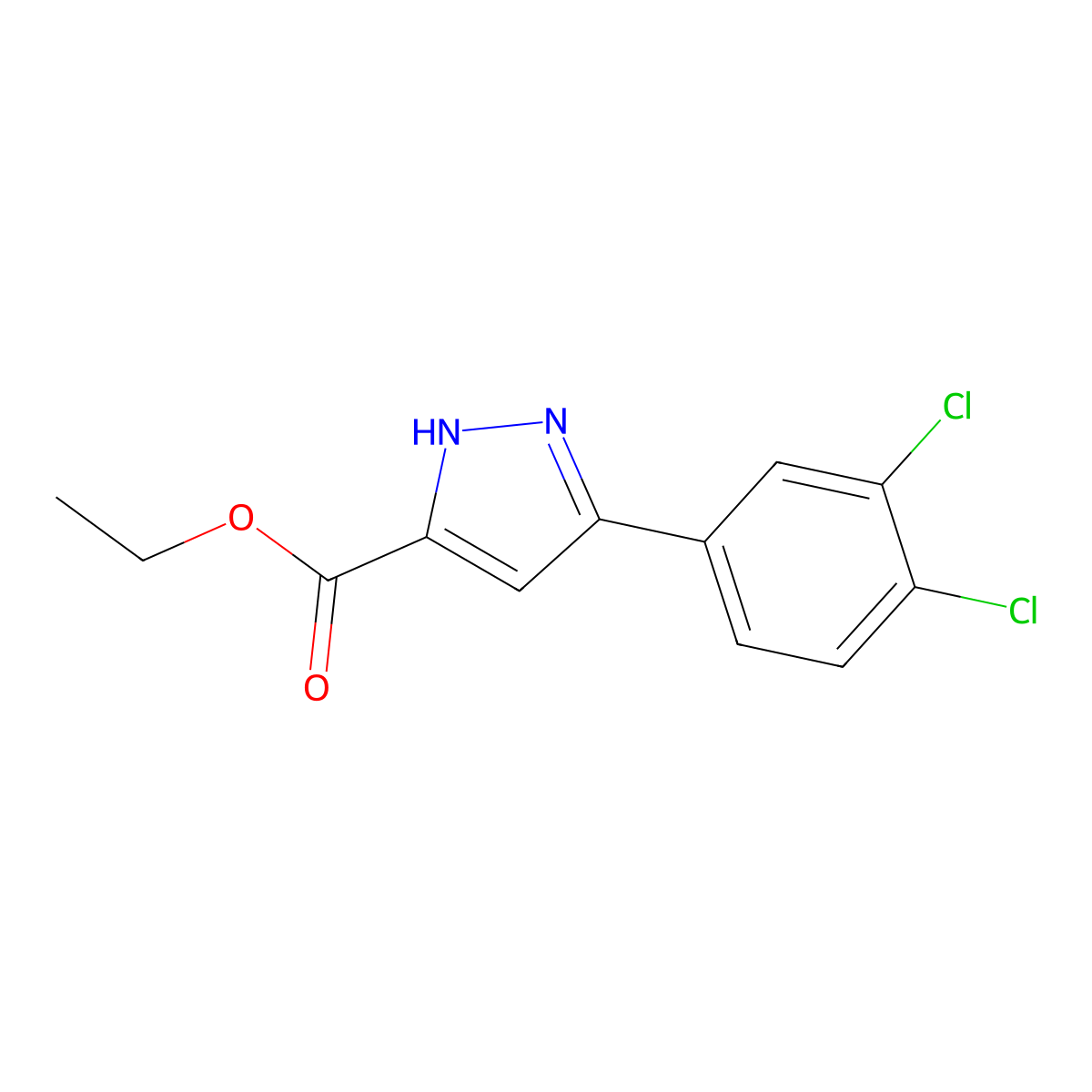 ethyl 3-(3,4-dichlorophenyl)-1H-pyrazole-5-carboxylate molecular structure, CAS 1284219-86-8