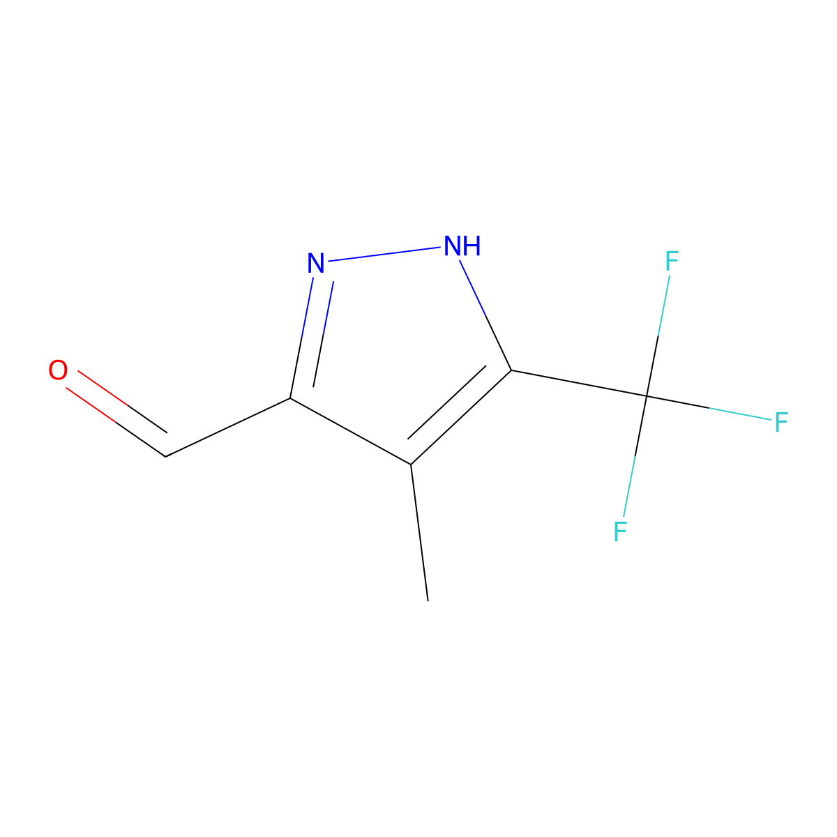 4-methyl-3-(trifluoromethyl)-1H-pyrazole-5-carbaldehyde molecular structure, CAS 1284219-94-8