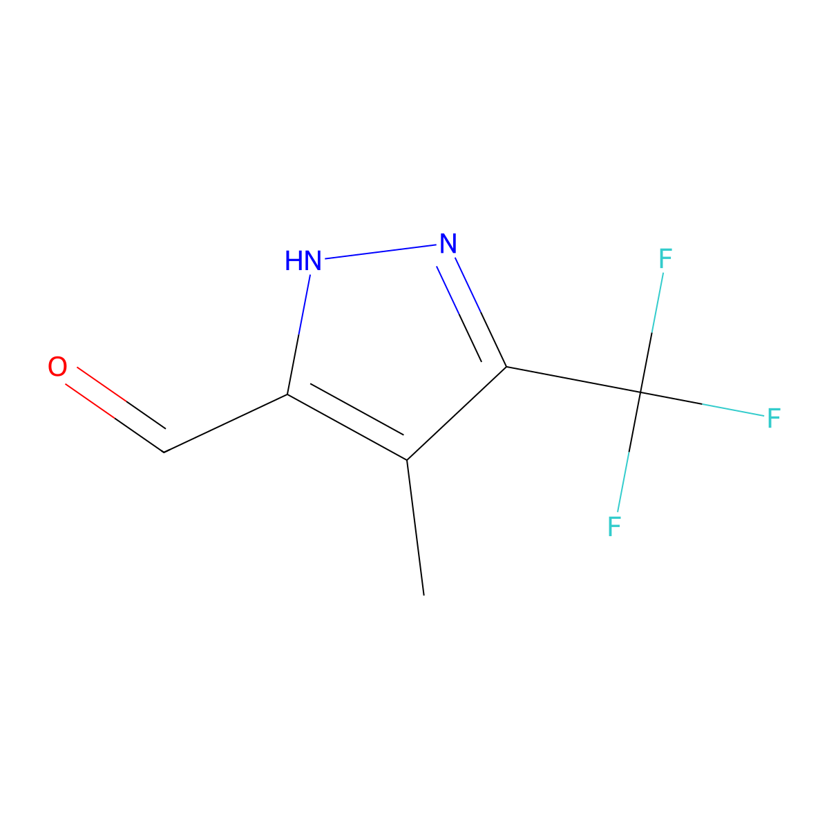 4-methyl-3-(trifluoromethyl)-1H-pyrazole-5-carbaldehyde molecular structure, CAS 1284219-94-8