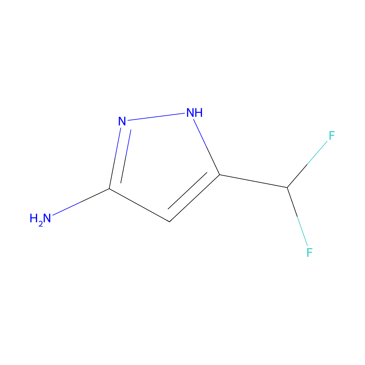 3-(difluoromethyl)-1H-pyrazol-5-amine molecular structure, CAS 1284220-49-0