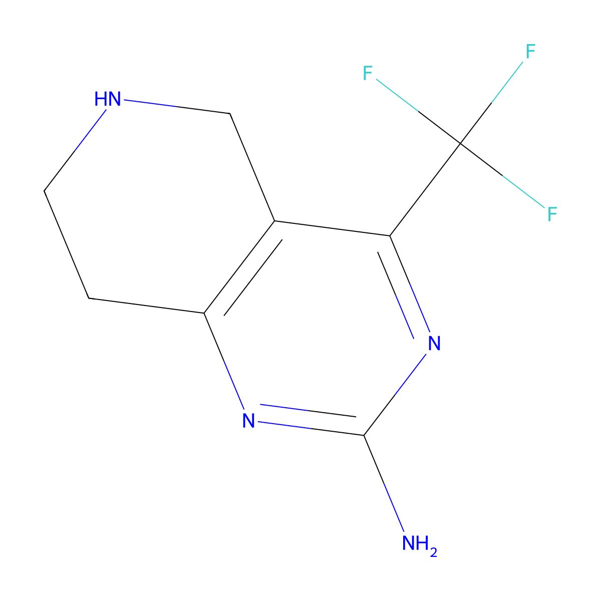 4-(trifluoromethyl)-5H,6H,7H,8H-pyrido[4,3-d]pyrimidin-2-amine molecular structure, CAS 1284228-36-9