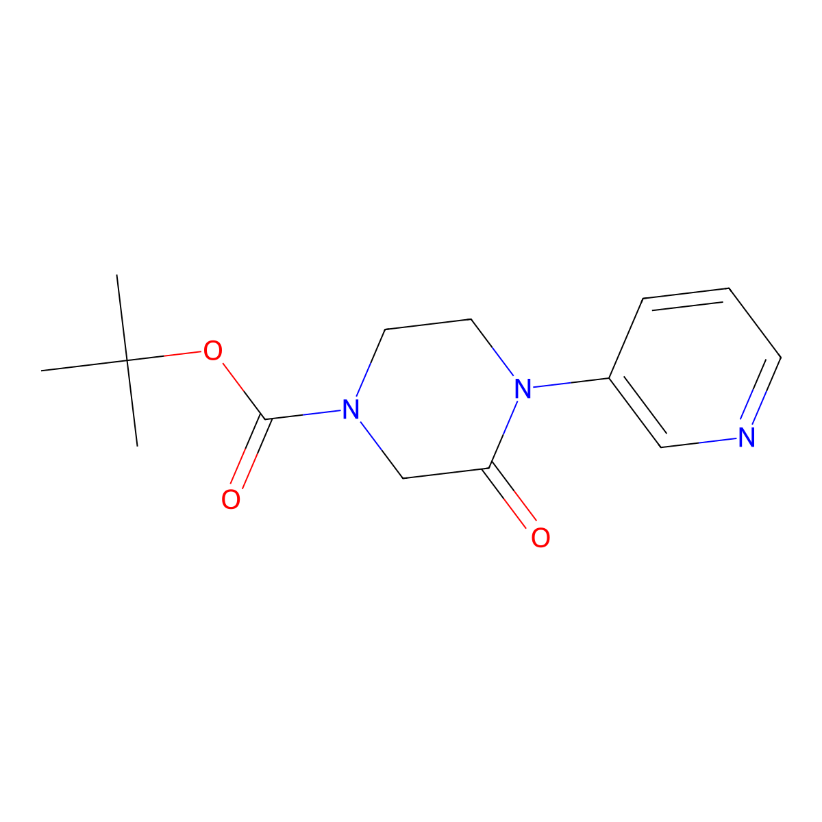 Tert-butyl 3-oxo-4-(pyridin-3-yl)piperazine-1-carboxylate molecular structure, CAS 1284243-57-7