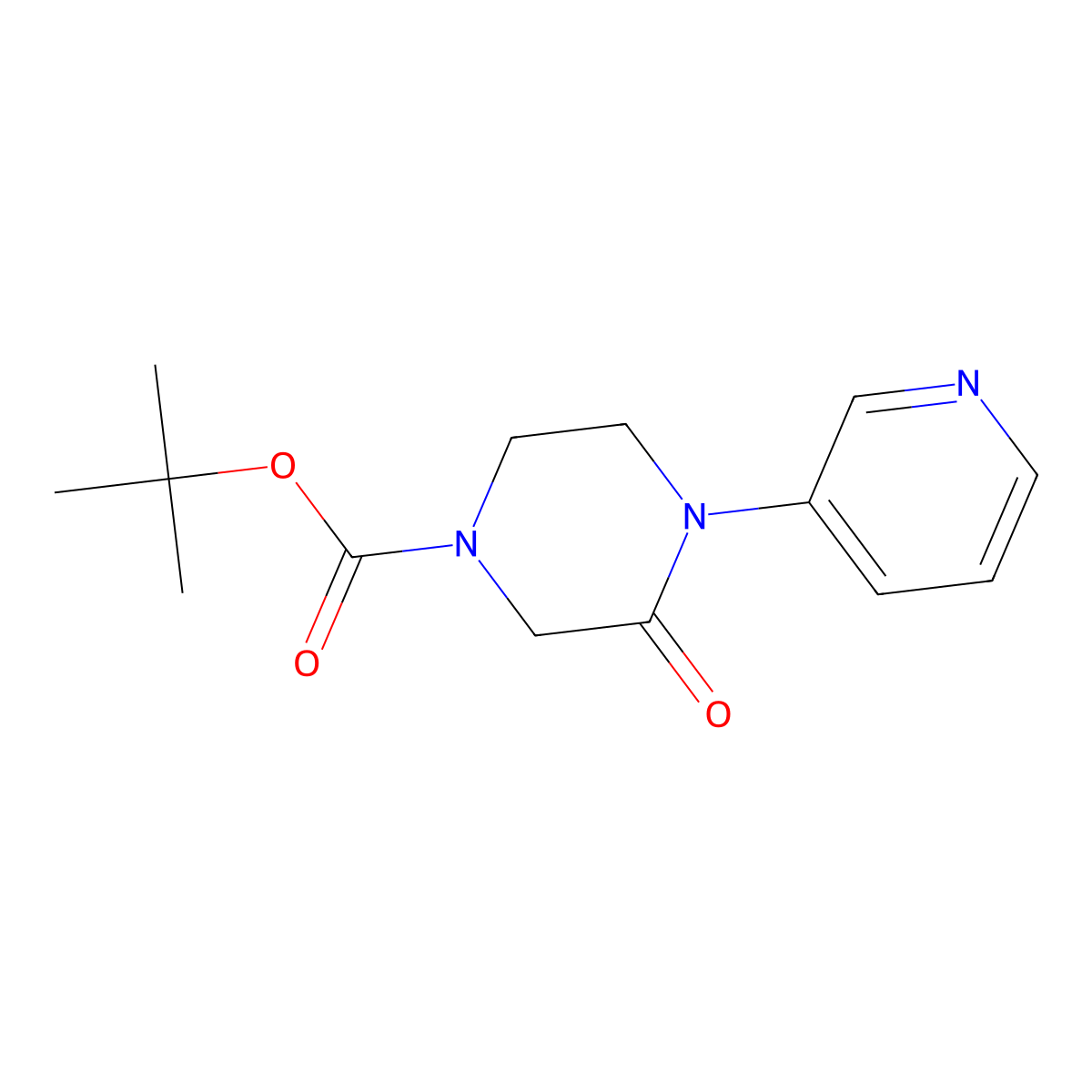 Tert-butyl 3-oxo-4-(pyridin-3-yl)piperazine-1-carboxylate molecular structure, CAS 1284243-57-7