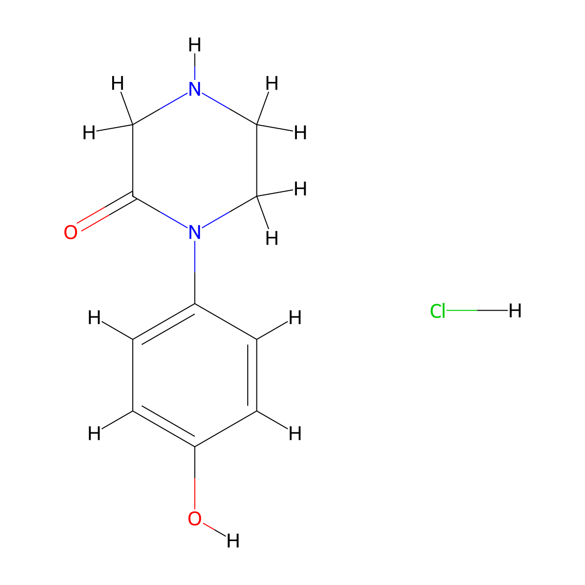 1-(4-Hydroxyphenyl)piperazin-2-one hydrochloride molecular structure, CAS 1284247-94-4