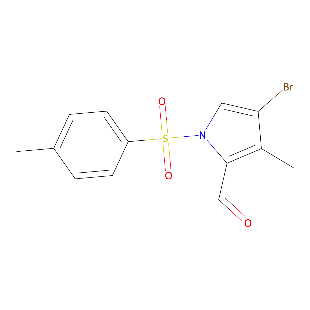 4-Bromo-3-methyl-1-tosyl-1H-pyrrole-2-carbaldehyde molecular structure, CAS 1284257-69-7