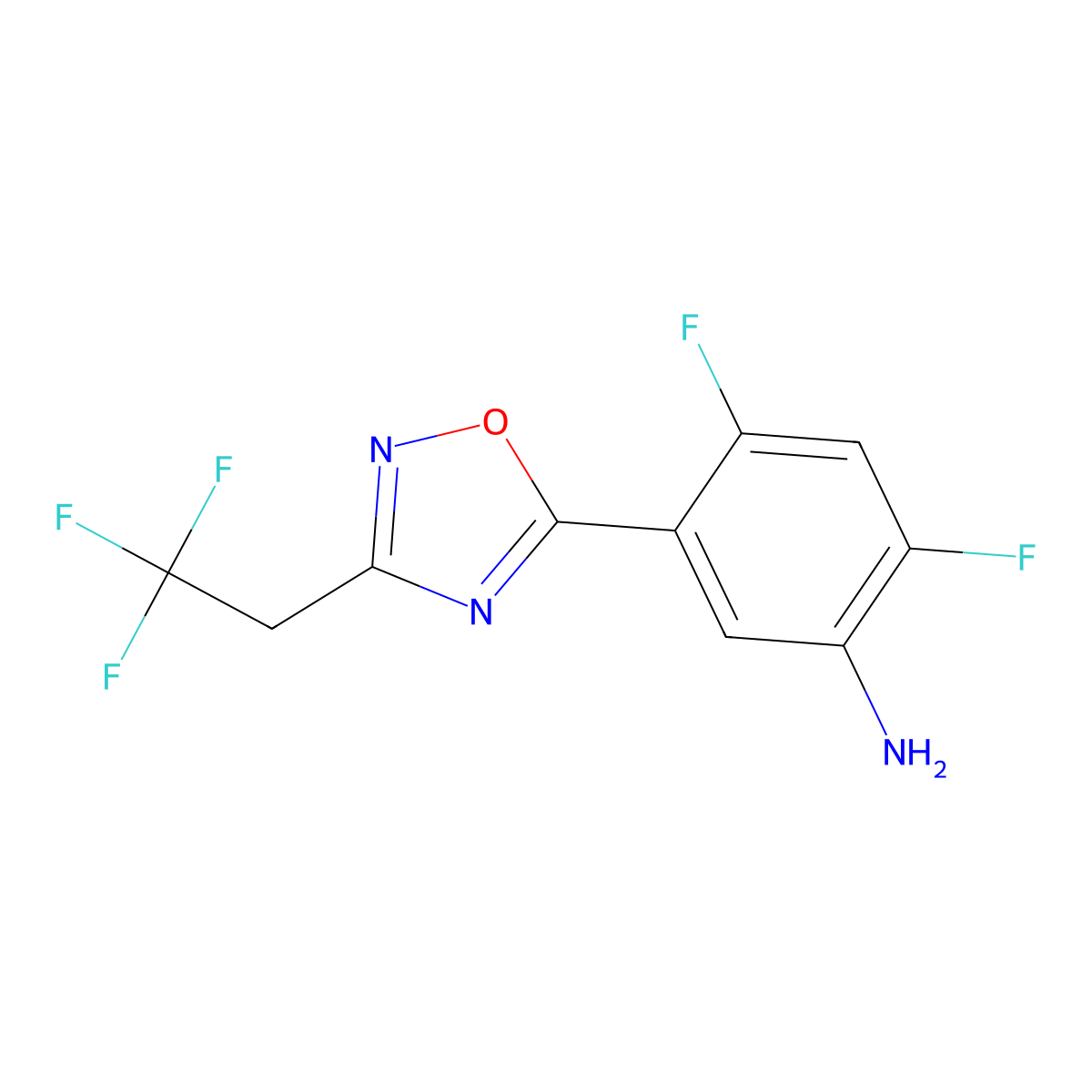 2,4-Difluoro-5-[3-(2,2,2-trifluoroethyl)-1,2,4-oxadiazol-5-yl]aniline molecular structure, CAS 1284290-38-5