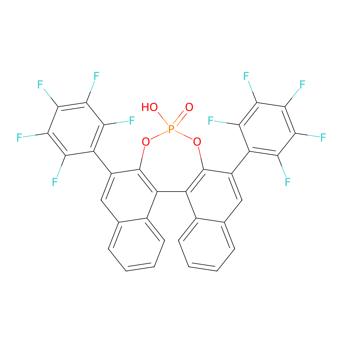 (11bR)-4-Hydroxy-2,6-bis(perfluorophenyl)dinaphtho[2,1-d:1',2'-f][1,3,2]dioxaphosphepine 4-oxide molecular structure, CAS 1284293-45-3