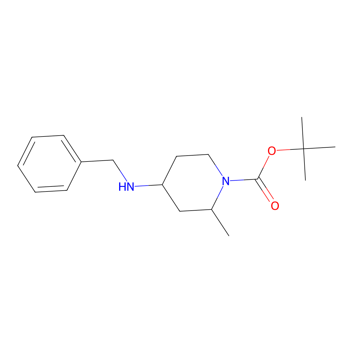 tert-Butyl 4-(benzylamino)-2-methylpiperidine-1-carboxylate molecular structure, CAS 1284298-17-4
