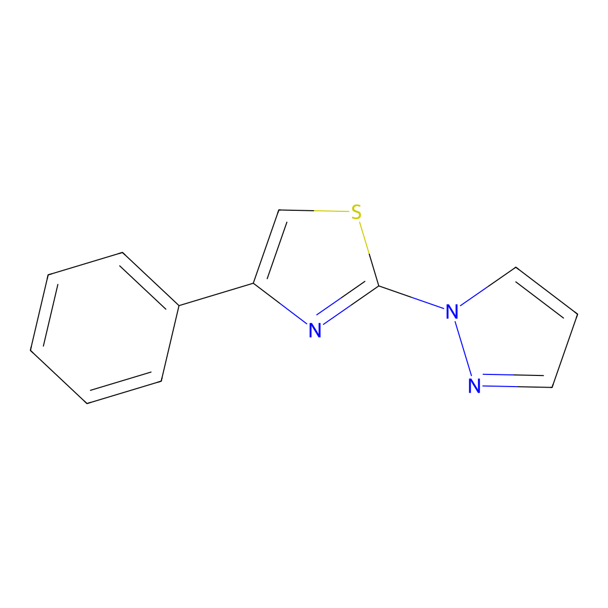 4-phenyl-2-(1H-pyrazol-1-yl)-1,3-thiazole molecular structure, CAS 128432-98-4