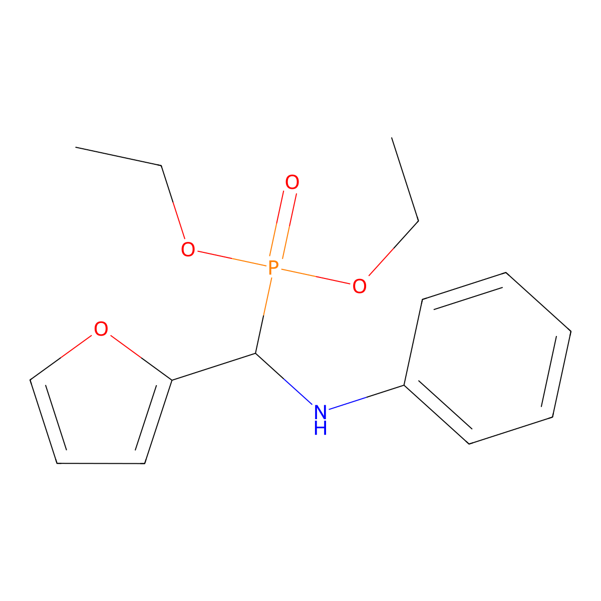 Phosphonic acid, [2-furanyl(phenylamino)methyl]-, diethyl ester molecular structure, CAS 128436-40-8