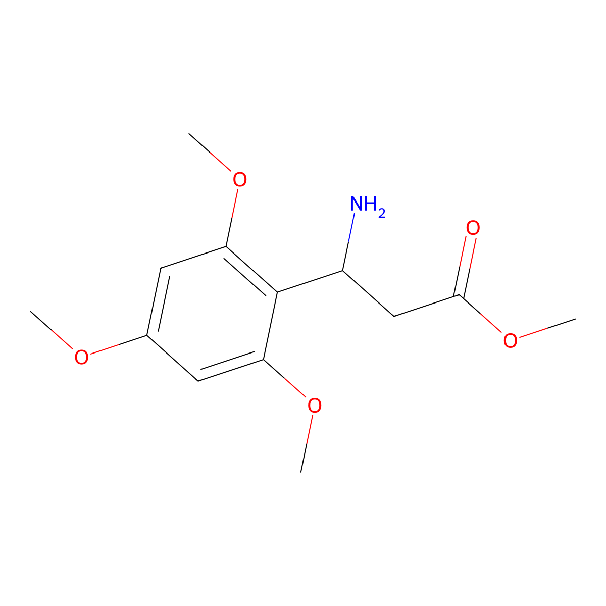 methyl (3S)-3-amino-3-(2,4,6-trimethoxyphenyl)propanoate molecular structure, CAS 1284369-94-3
