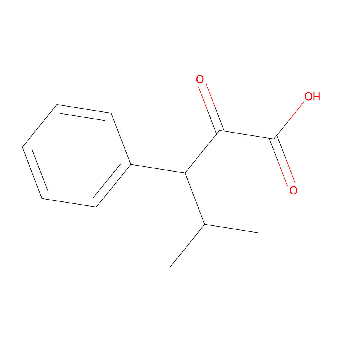 4-Methyl-2-oxo-3-phenylpentanoic acid molecular structure, CAS 128437-30-9