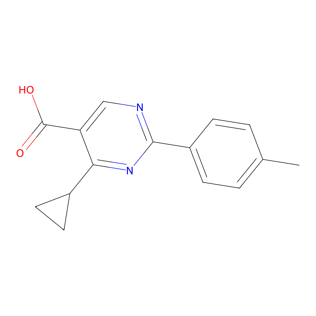 4-Cyclopropyl-2-(p-tolyl)pyrimidine-5-carboxylic acid molecular structure, CAS 1284373-37-0