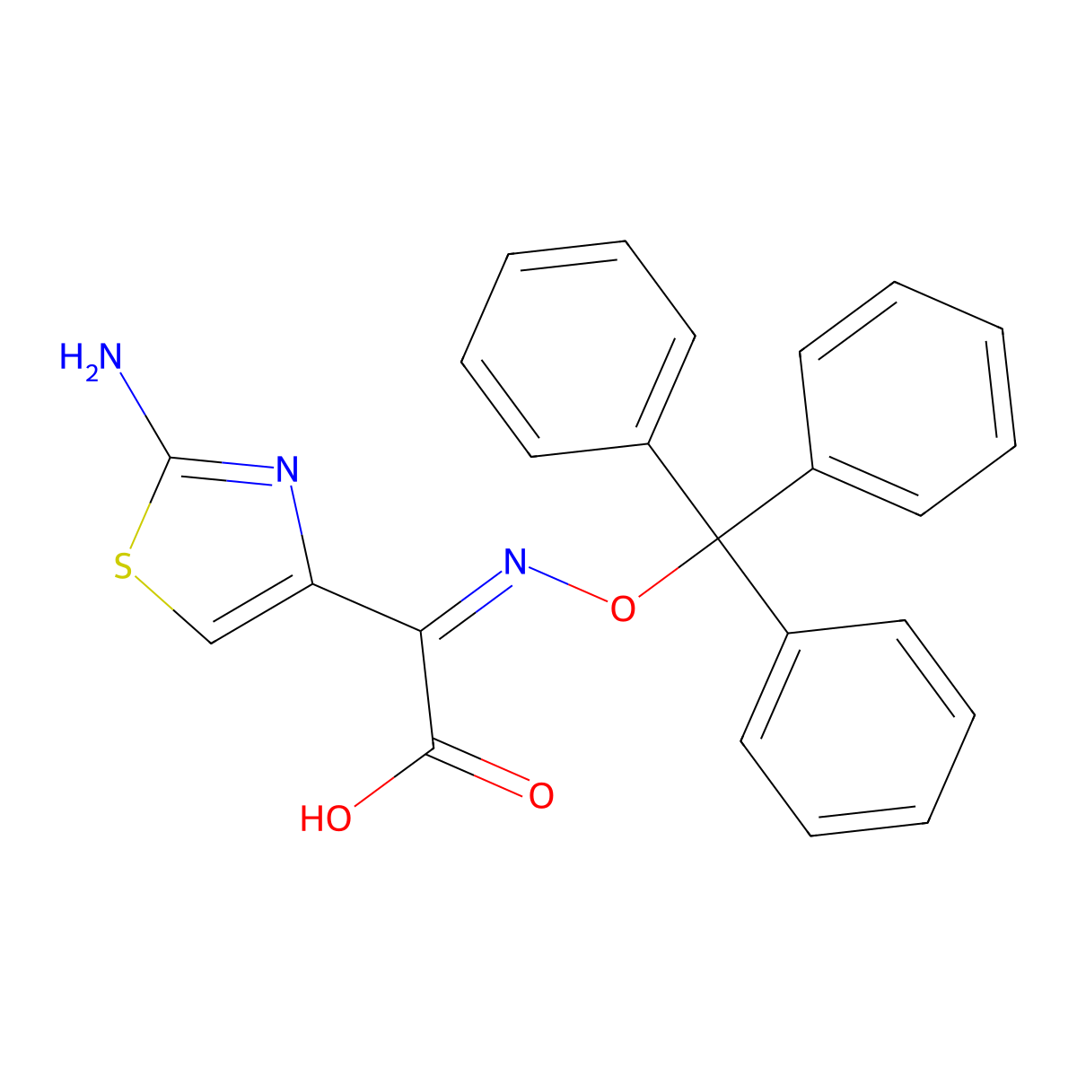 2-(2-Amino-1,3-thiazol-4-yl)-2-trityloxyiminoacetic acid molecular structure, CAS 128438-01-7