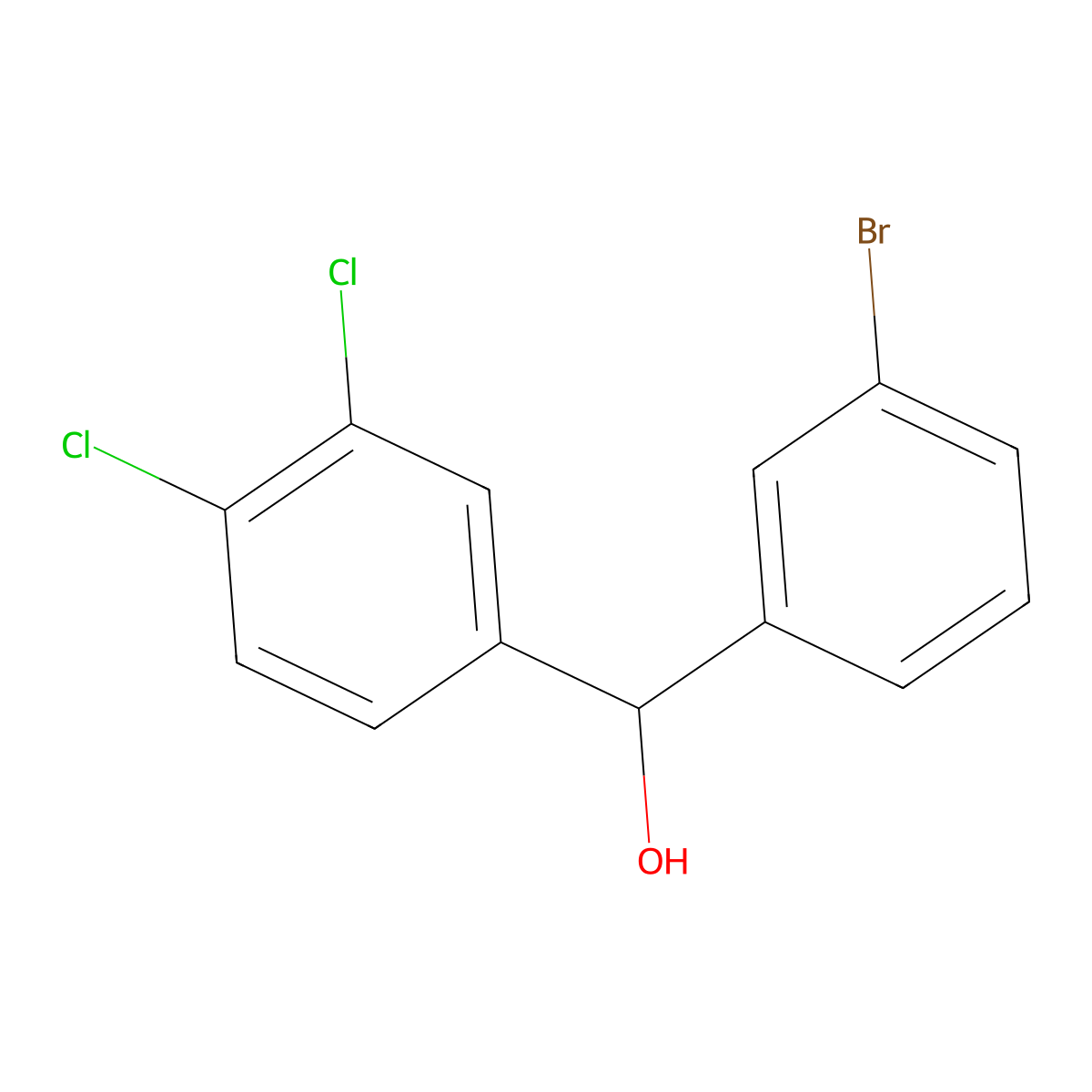 (3-Bromophenyl)(3,4-dichlorophenyl)methanol molecular structure, CAS 1284389-90-7