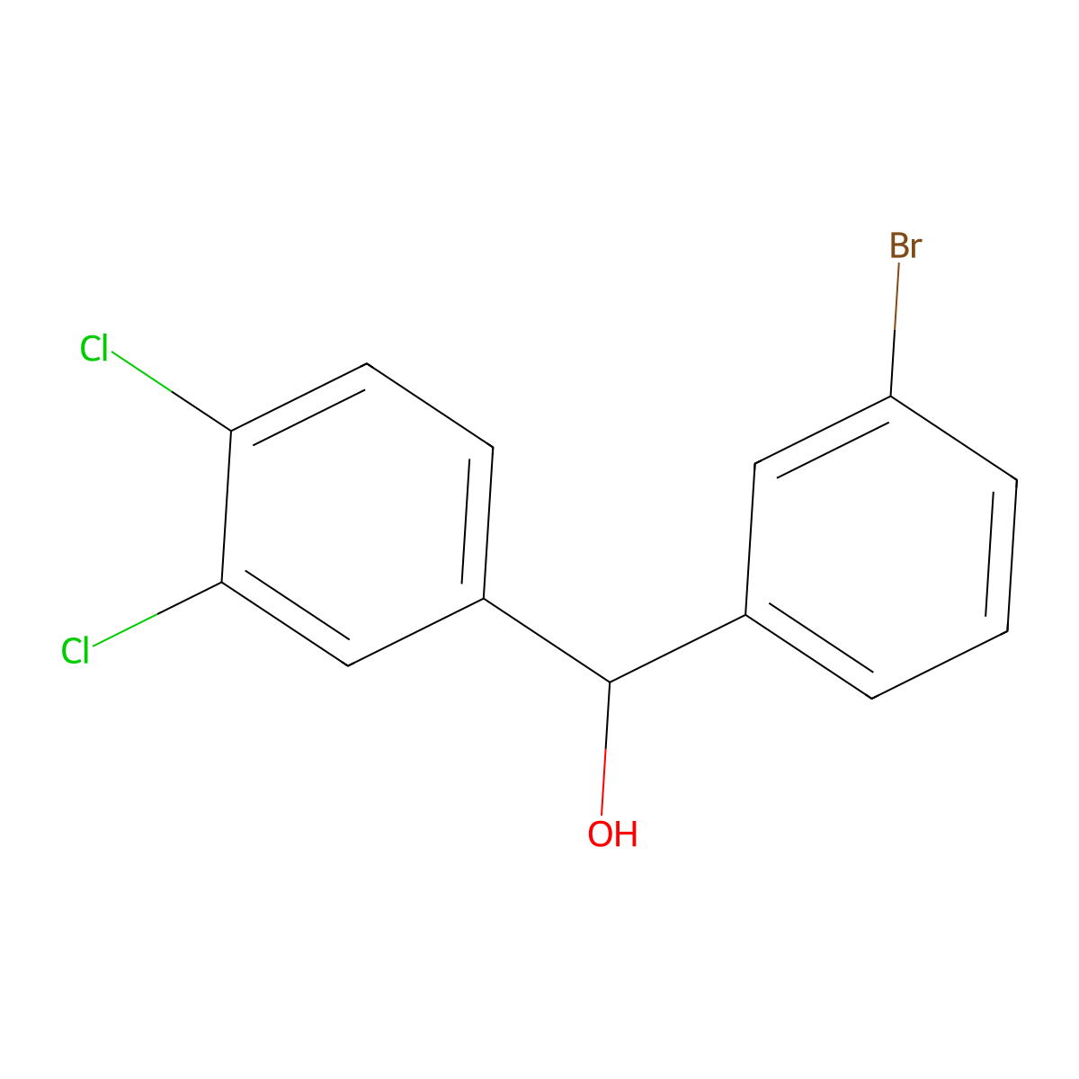(3-Bromophenyl)(3,4-dichlorophenyl)methanol molecular structure, CAS 1284389-90-7