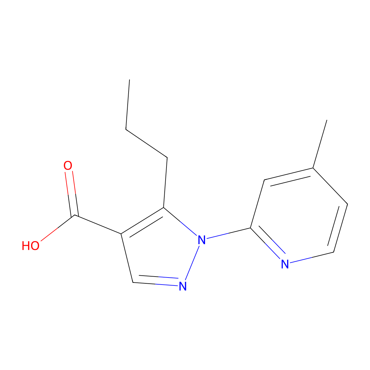 1-(4-methylpyridin-2-yl)-5-propyl-1H-pyrazole-4-carboxylic acid molecular structure, CAS 1284400-70-9