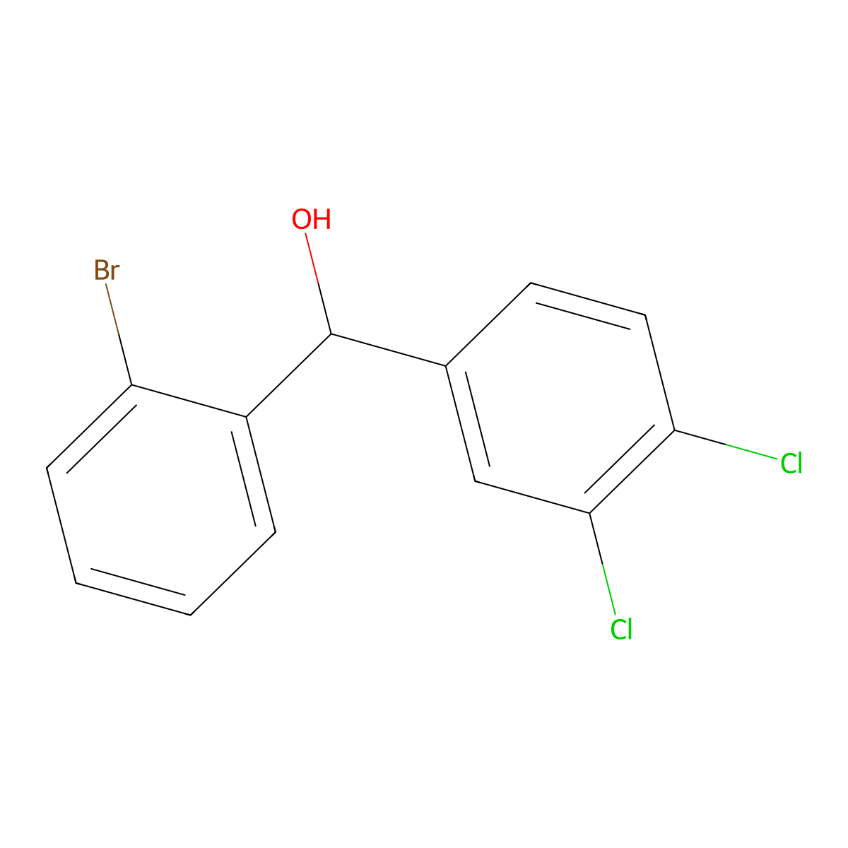 (2-Bromophenyl)(3,4-dichlorophenyl)methanol molecular structure, CAS 1284404-29-0