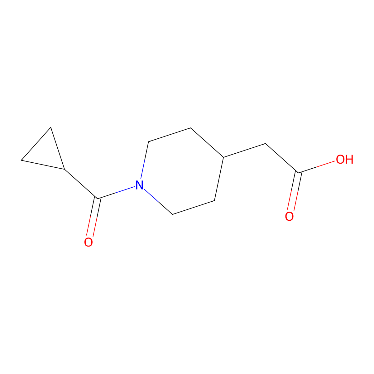 [1-(Cyclopropylcarbonyl)piperidin-4-yl]acetic acid molecular structure, CAS 1284415-59-3