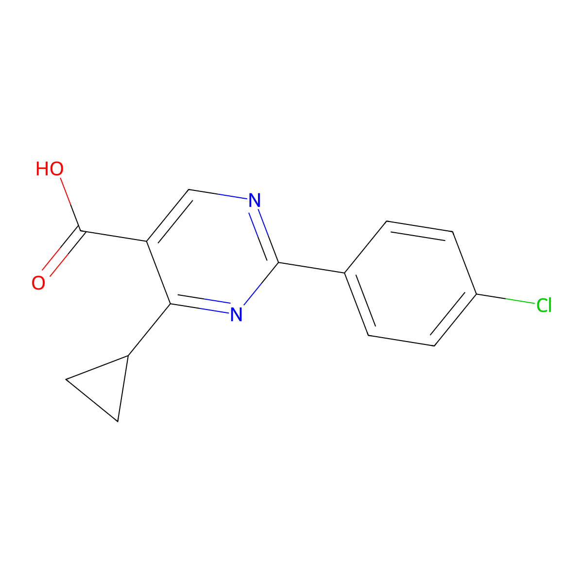 2-(4-Chlorophenyl)-4-cyclopropylpyrimidine-5-carboxylic acid molecular structure, CAS 1284418-58-1