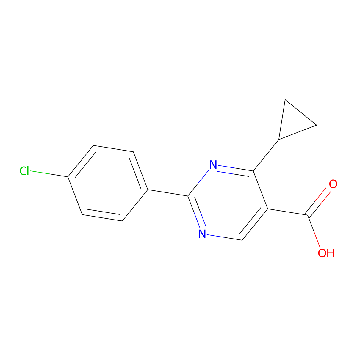 2-(4-Chlorophenyl)-4-cyclopropylpyrimidine-5-carboxylic acid molecular structure, CAS 1284418-58-1