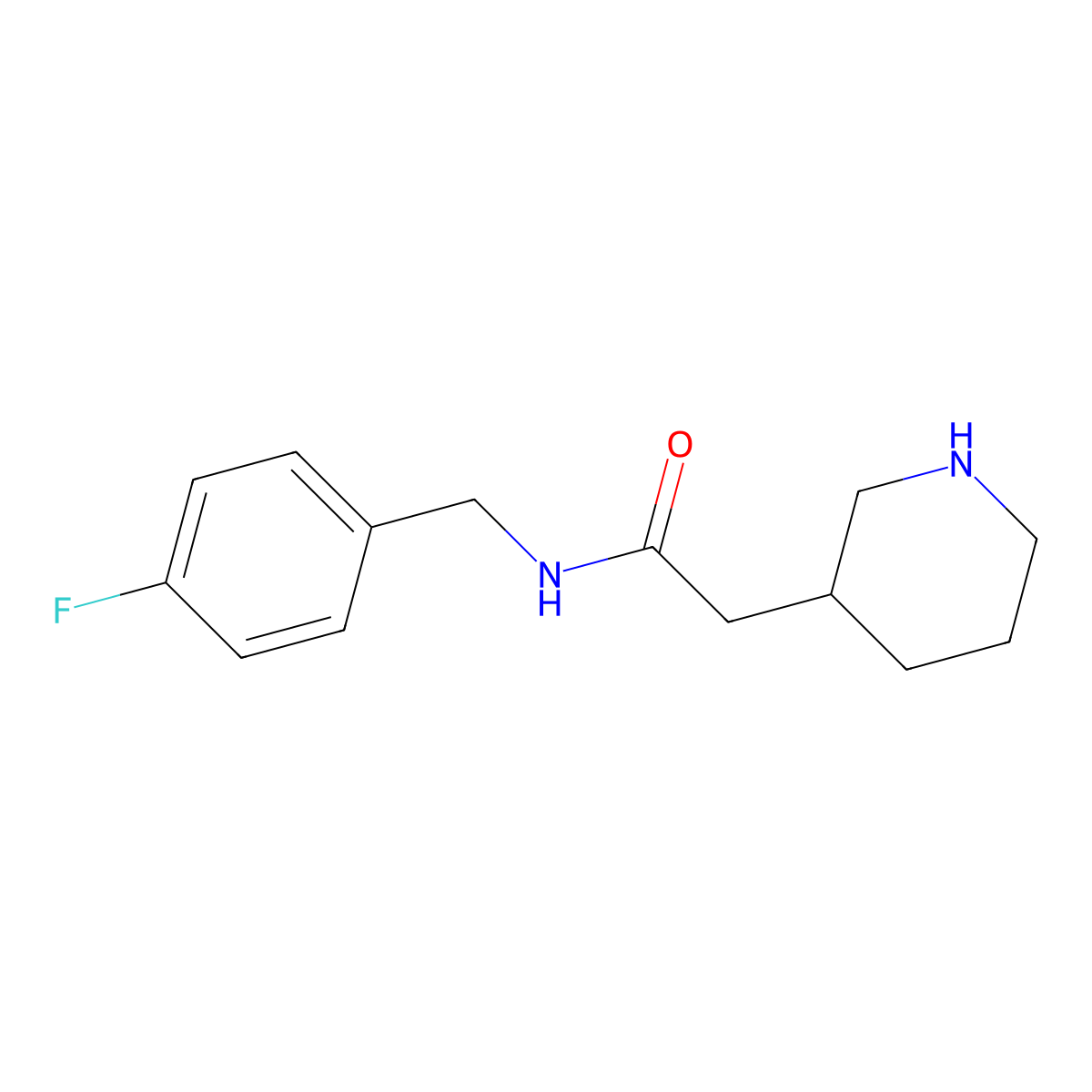 N-[(4-fluorophenyl)methyl]-2-(piperidin-3-yl)acetamide molecular structure, CAS 1284442-17-6