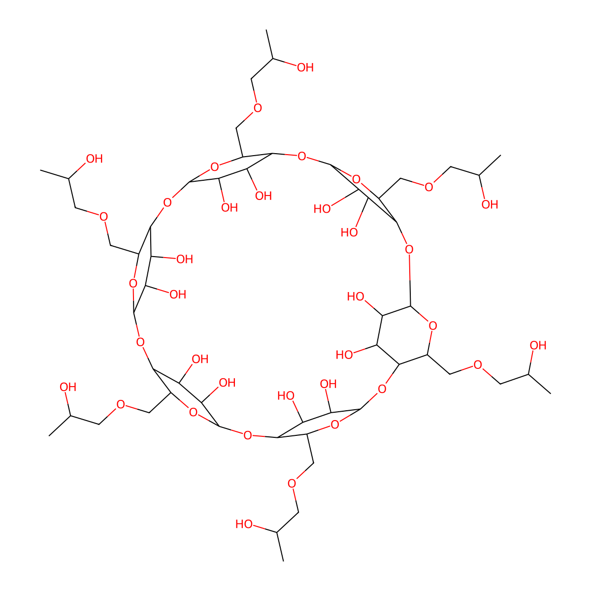 alpha-Cyclodextrin, 2-hydroxypropyl ethers molecular structure, CAS 128446-33-3