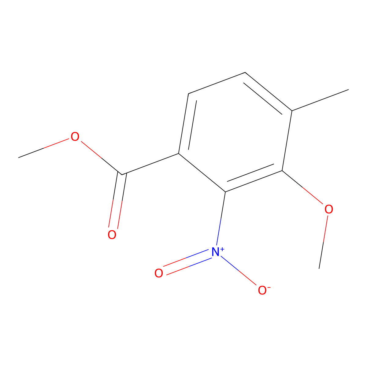 Methyl 3-methoxy-4-methyl-2-nitrobenzoate molecular structure, CAS 128450-32-8