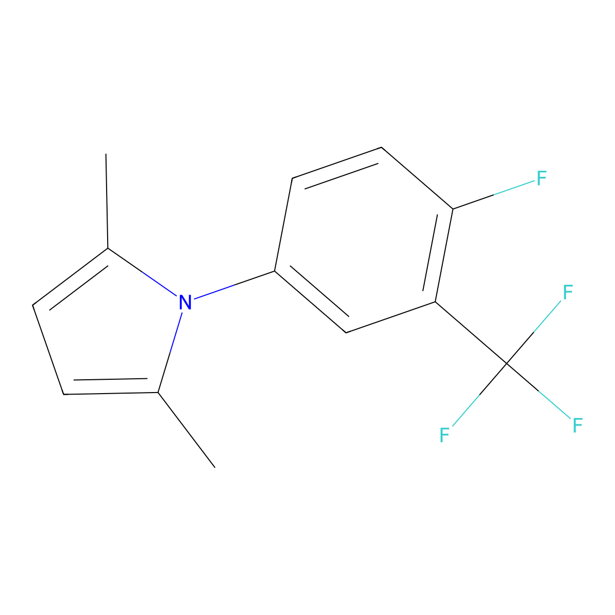 1-(4-fluoro-3-(trifluoromethyl)phenyl)-2,5-dimethyl-1H-pyrrole molecular structure, CAS 1284503-14-5