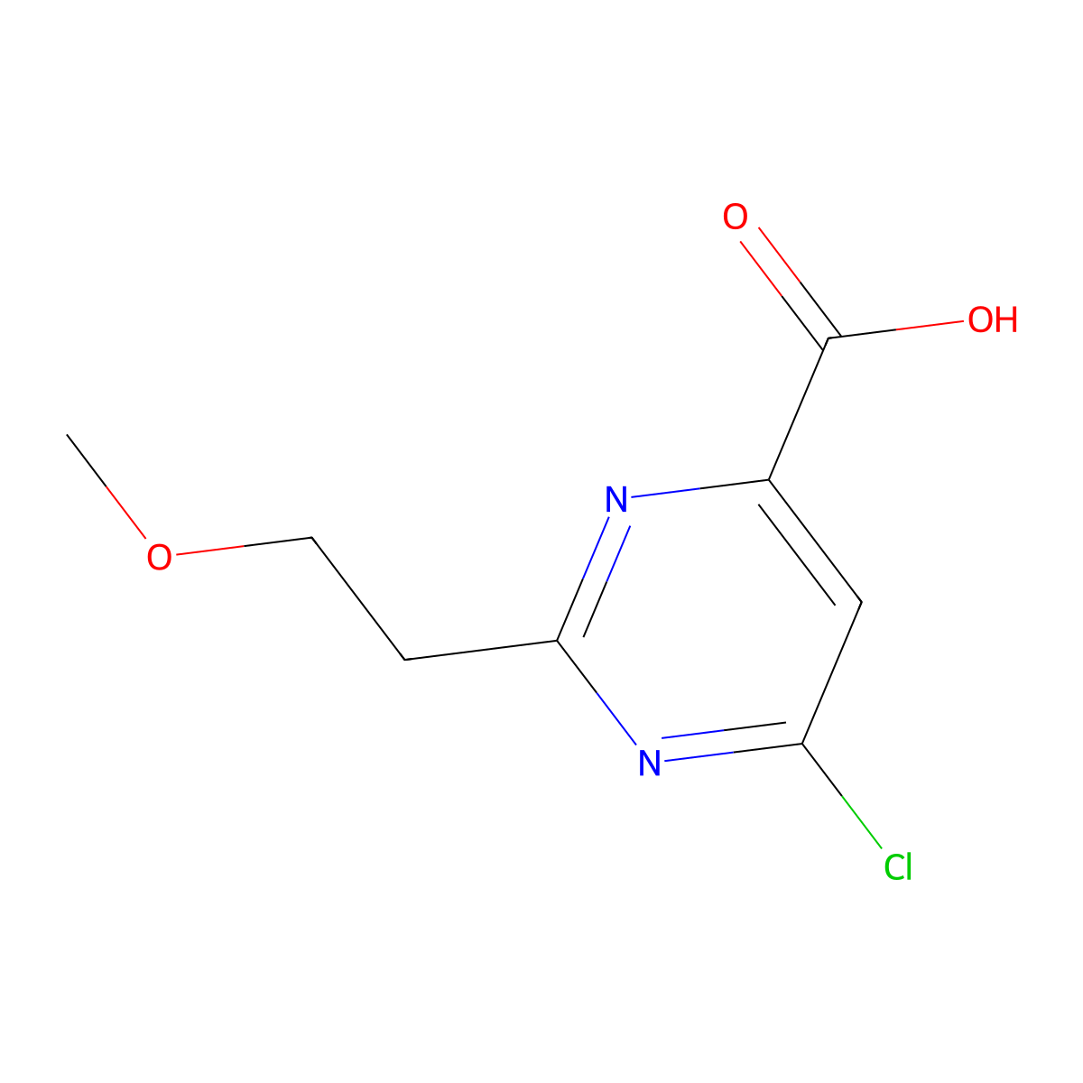 6-Chloro-2-(2-methoxyethyl)pyrimidine-4-carboxylic acid molecular structure, CAS 1284504-34-2