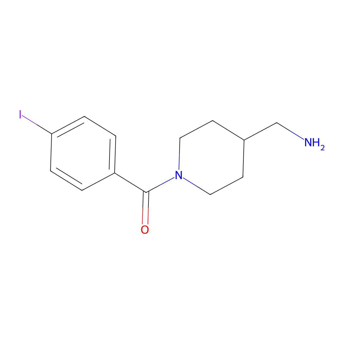 (4-(Aminomethyl)piperidin-1-yl)(4-iodophenyl)methanone molecular structure, CAS 1284534-92-4