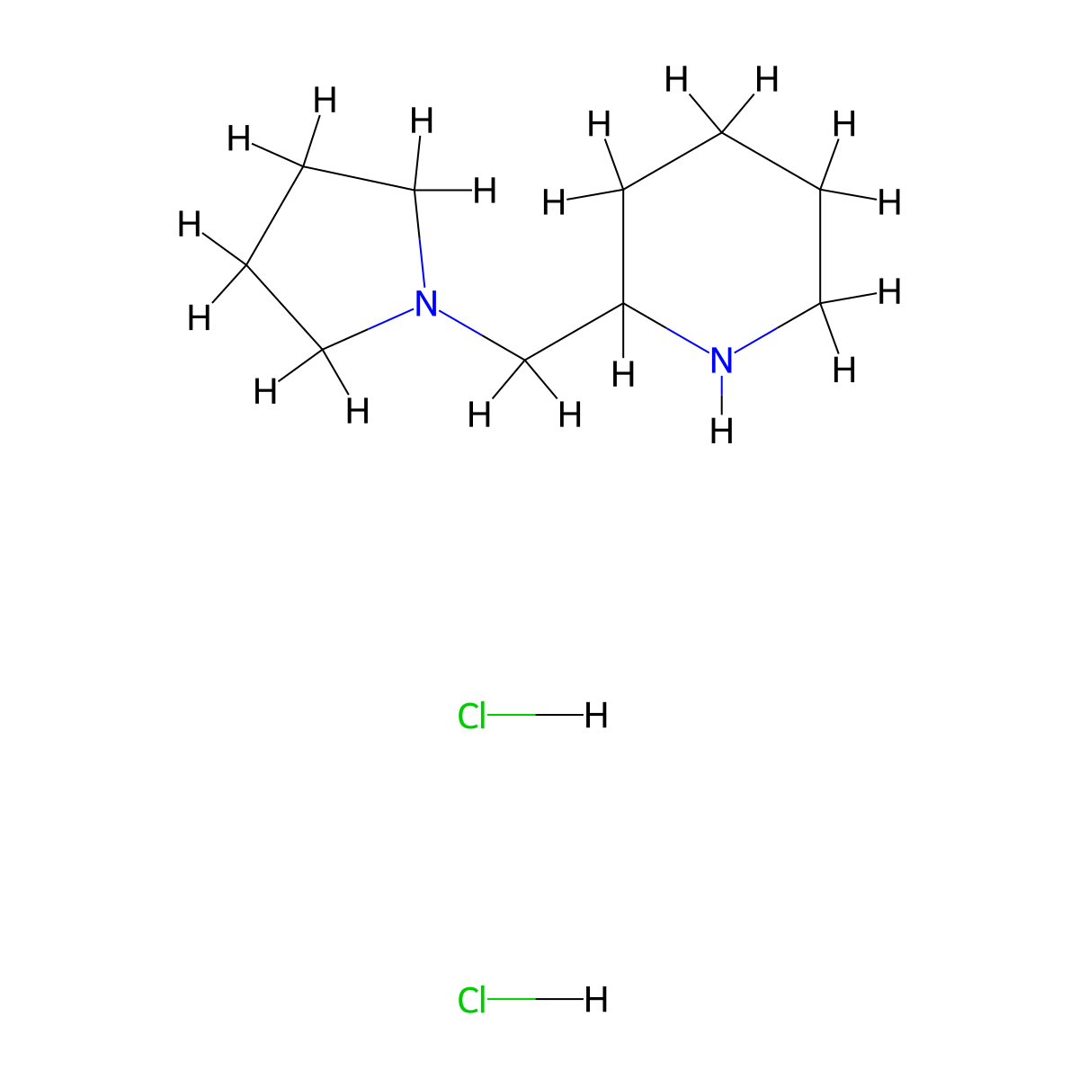 2-(1-Pyrrolidinylmethyl)piperidine dihydrochloride molecular structure, CAS 128454-03-5