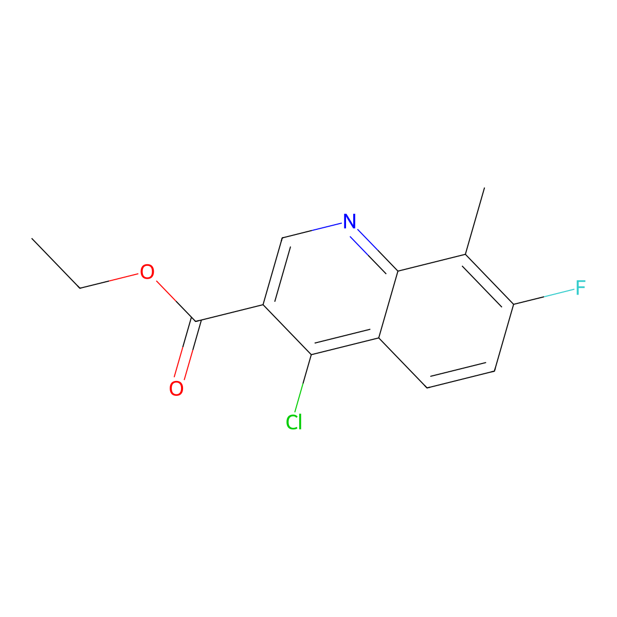 3-QUinolinecarboxylic acid, 4-chloro-7-fluoro-8-methyl-, ethyl ester molecular structure, CAS 1284559-81-4