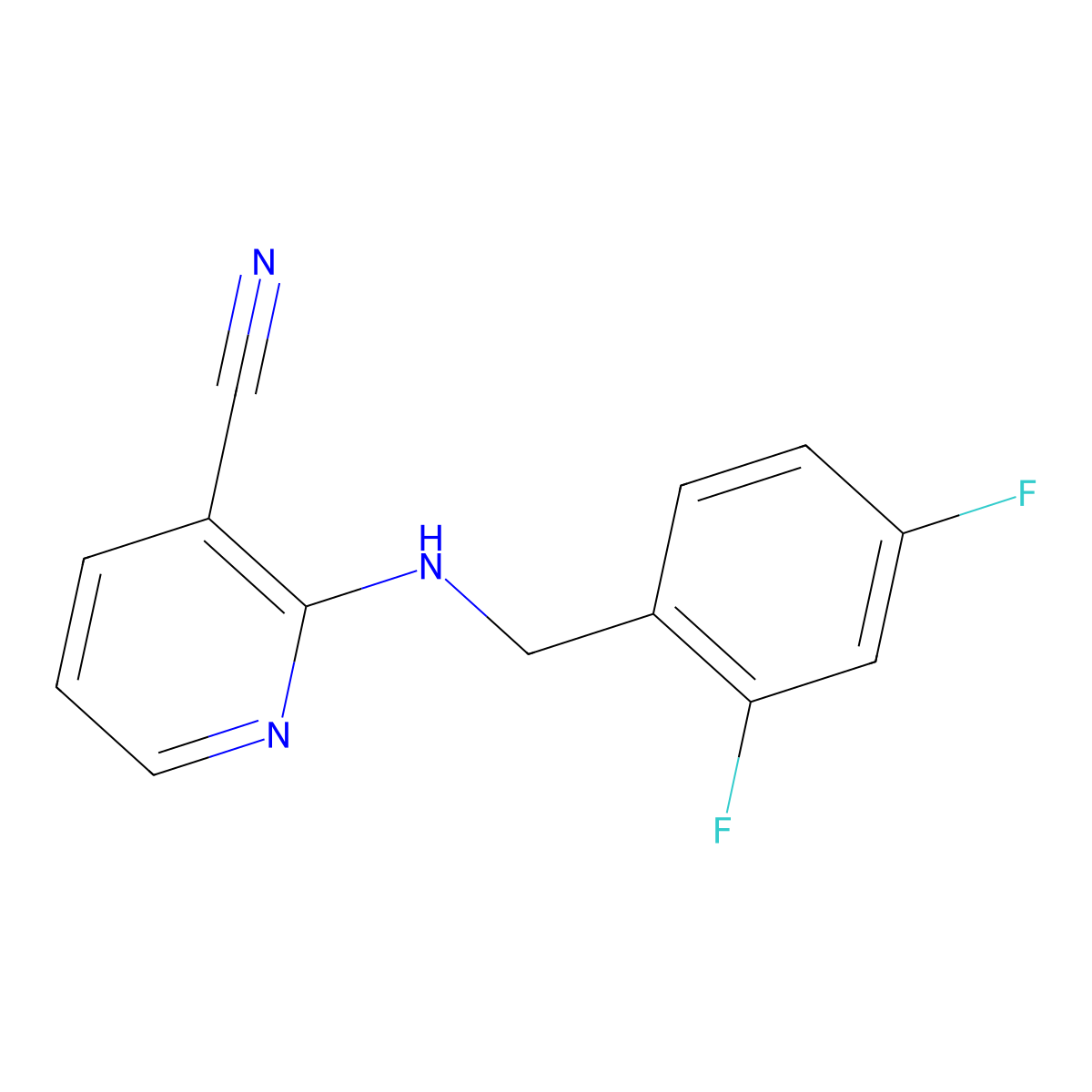 2-{[(2,4-Difluorophenyl)methyl]amino}pyridine-3-carbonitrile molecular structure, CAS 1284579-23-2