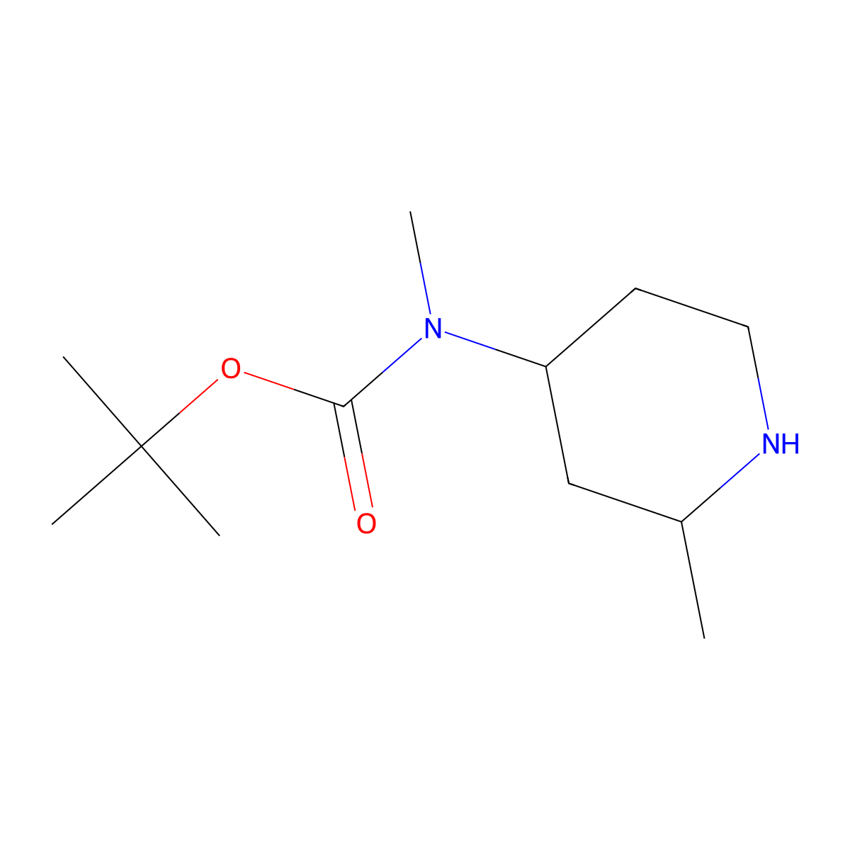 tert-butyl N-methyl-N-(2-methylpiperidin-4-yl)carbamate molecular structure, CAS 1284580-39-7