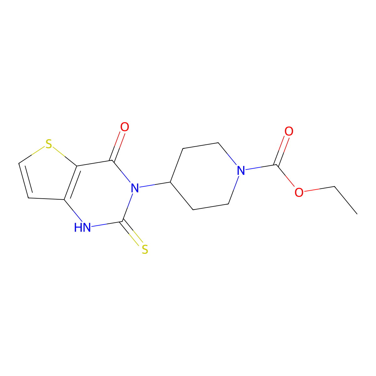 ethyl 4-(4-oxo-2-thioxo-1,4-dihydrothieno[3,2-d]pyrimidin-3(2H)-yl)piperidine-1-carboxylate molecular structure, CAS 1284617-19-1