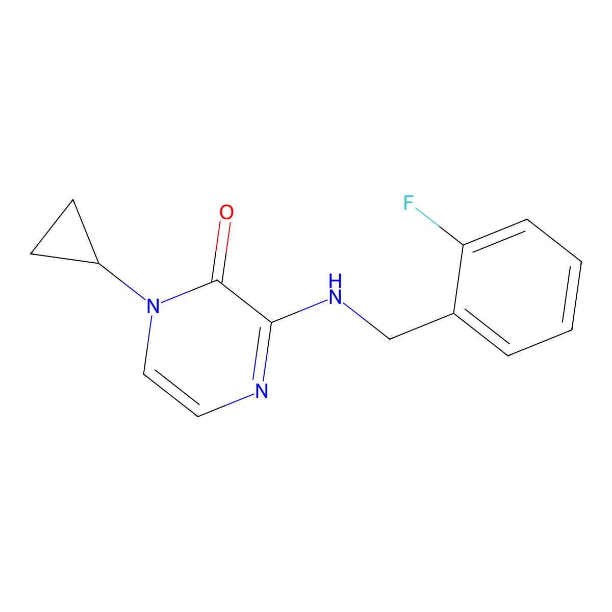 1-Cyclopropyl-3-{[(2-fluorophenyl)methyl]amino}-1,2-dihydropyrazin-2-one molecular structure, CAS 1284657-17-5