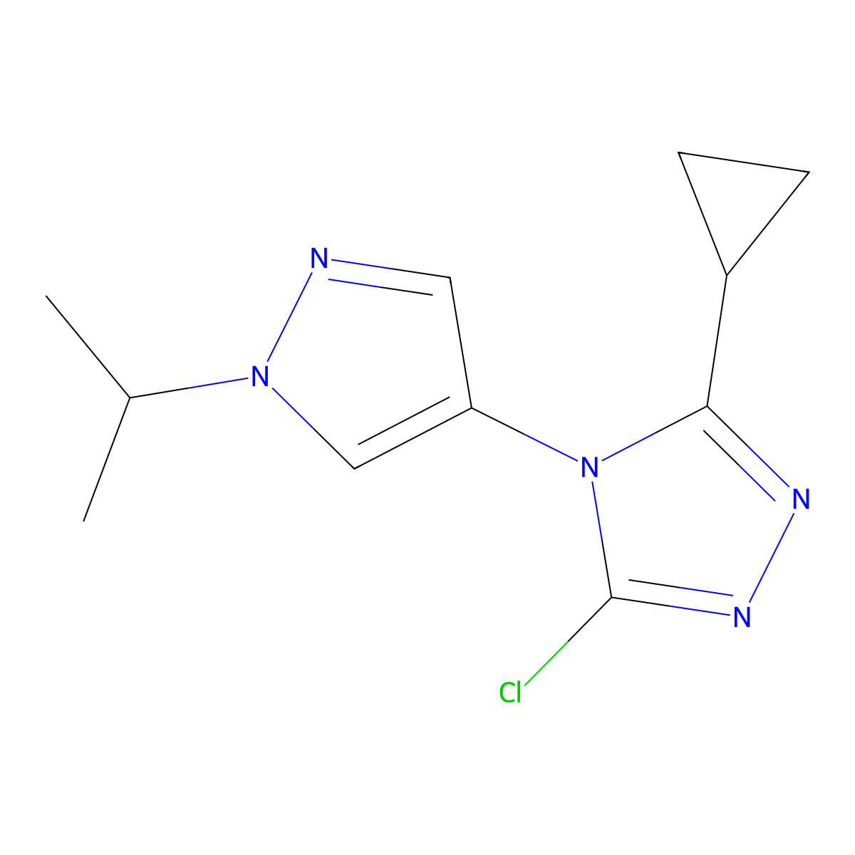 3-Chloro-5-cyclopropyl-4-(1-propan-2-ylpyrazol-4-yl)-1,2,4-triazole molecular structure, CAS 1284674-84-5