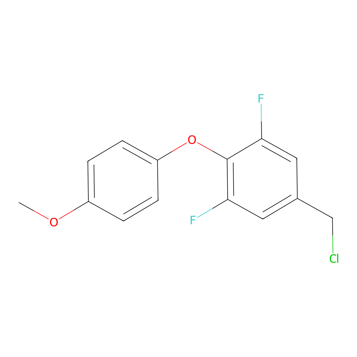 5-(Chloromethyl)-1,3-difluoro-2-(4-methoxyphenoxy)benzene molecular structure, CAS 1284680-06-3