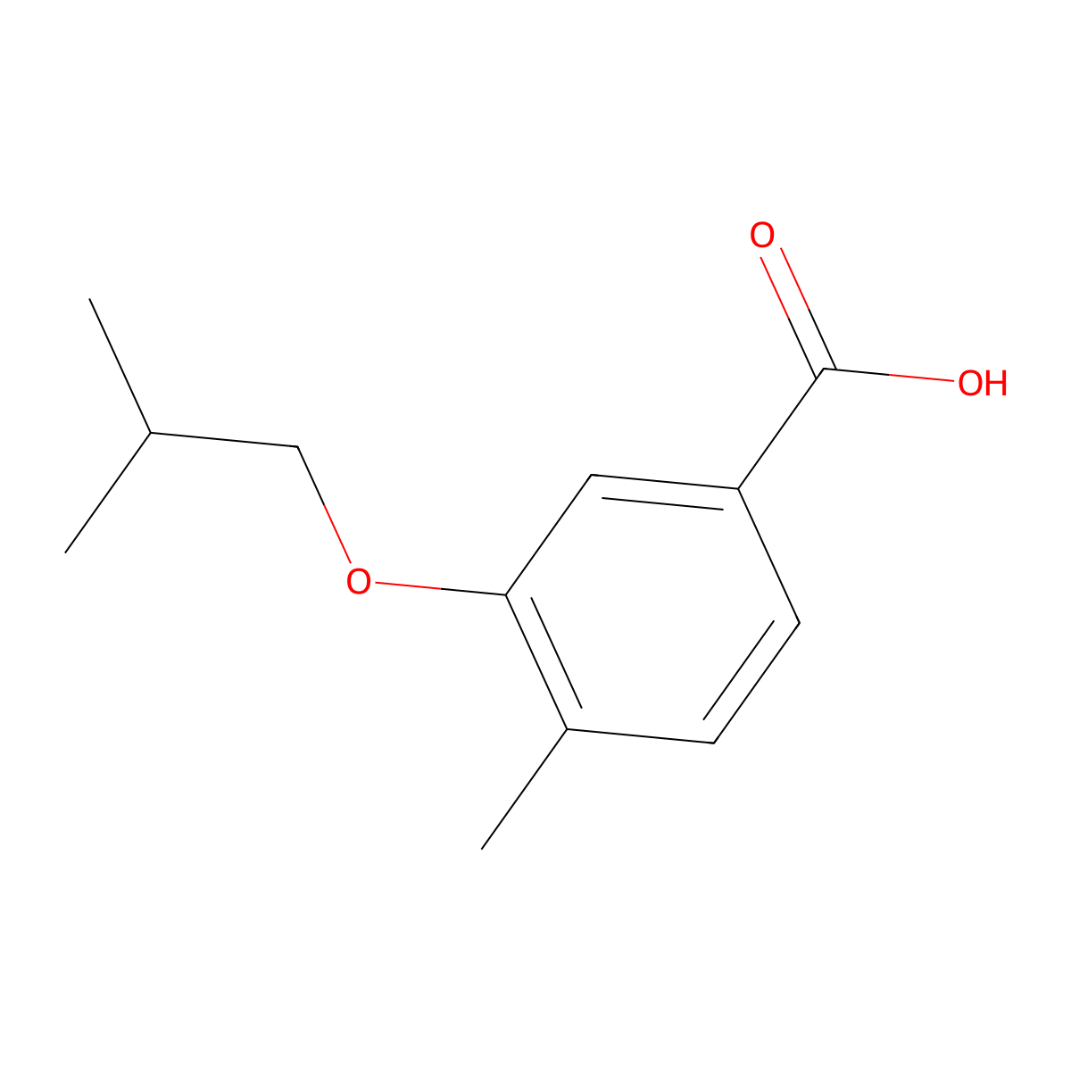 3-Isobutoxy-4-methylbenzoic acid molecular structure, CAS 1284691-62-8