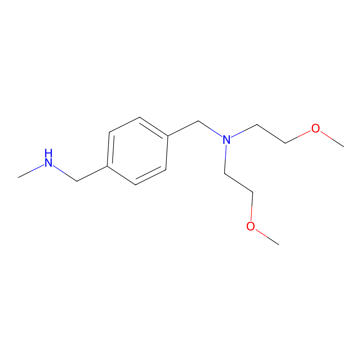 Bis(2-methoxyethyl)({4-[(methylamino)methyl]phenyl}methyl)amine molecular structure, CAS 1284692-88-1