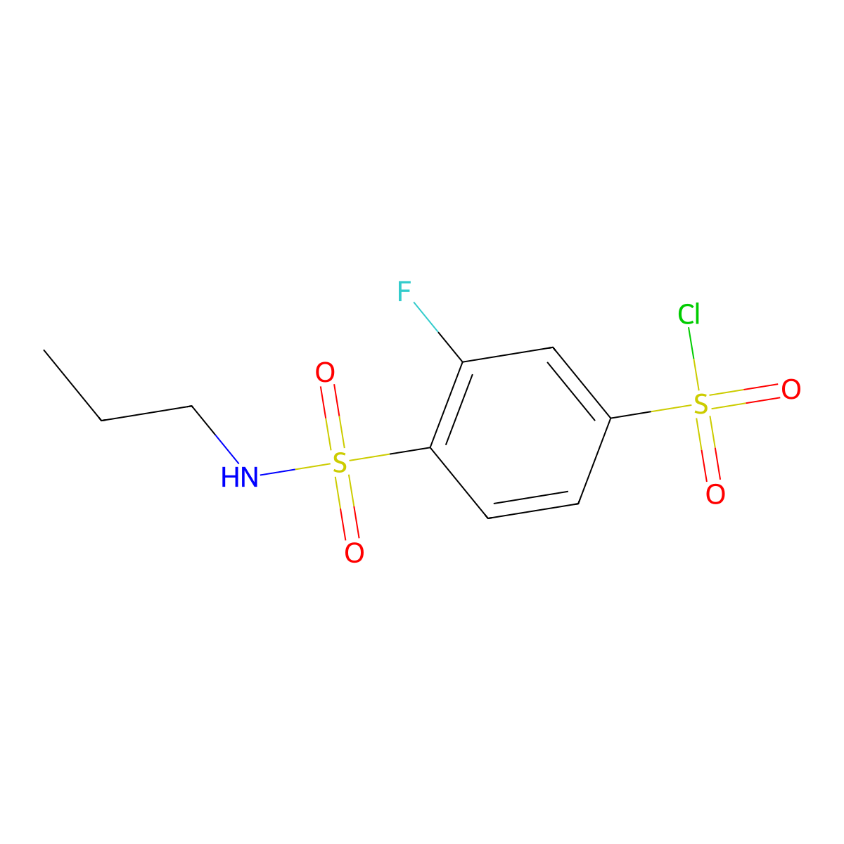 3-Fluoro-4-(propylsulfamoyl)benzene-1-sulfonyl chloride molecular structure, CAS 1284719-46-5